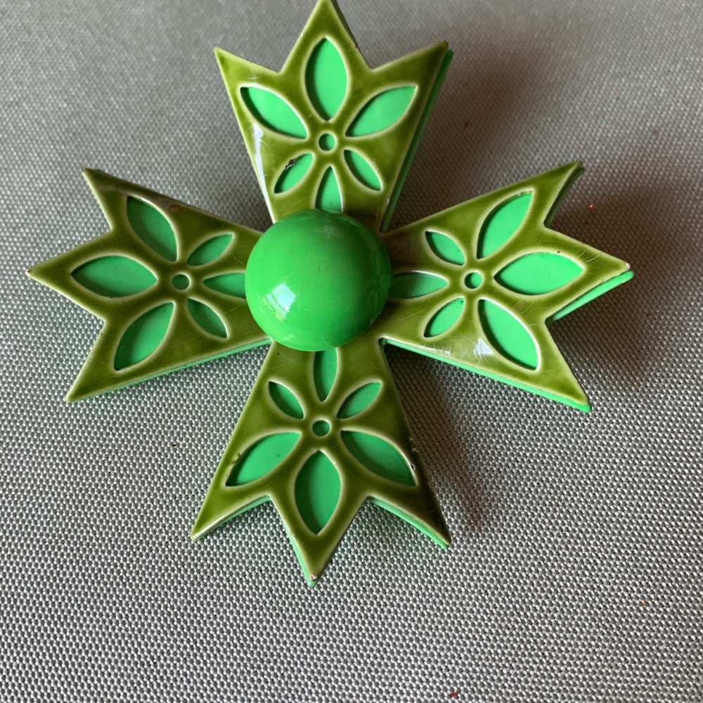 Green Enamel Brooch
